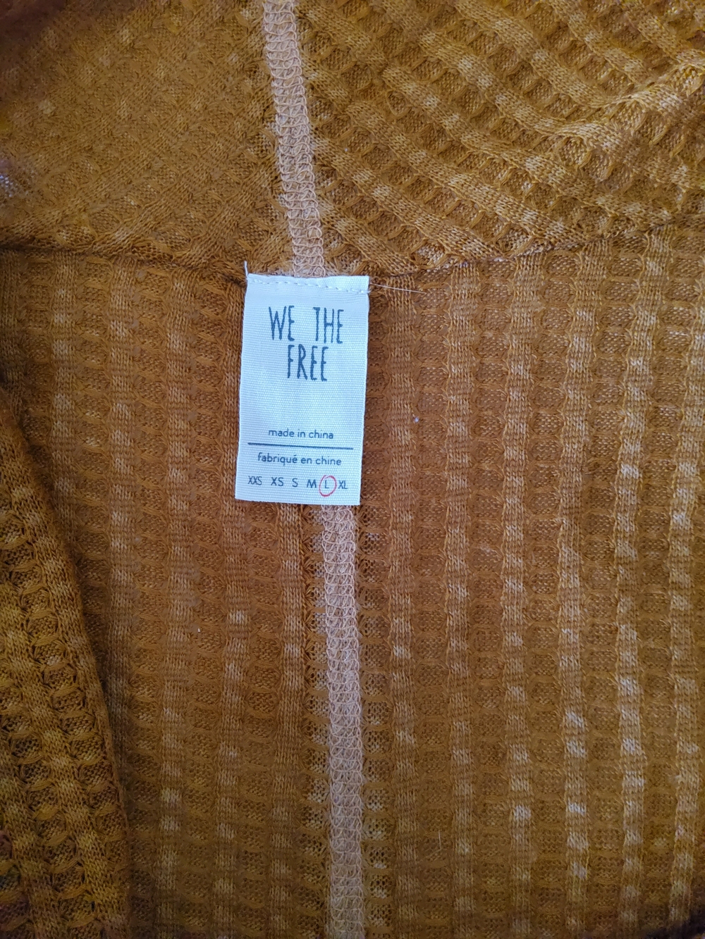We The Free Women's Waffle-Knit Cowel Neck Thermal Mustard